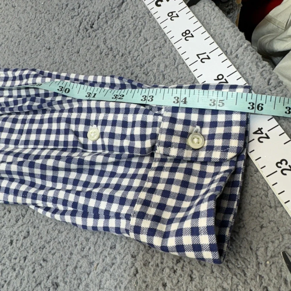 Polo Ralph Lauren Knit Dress Shirt Mens XL Blue Gingham Pima Cotton Pony